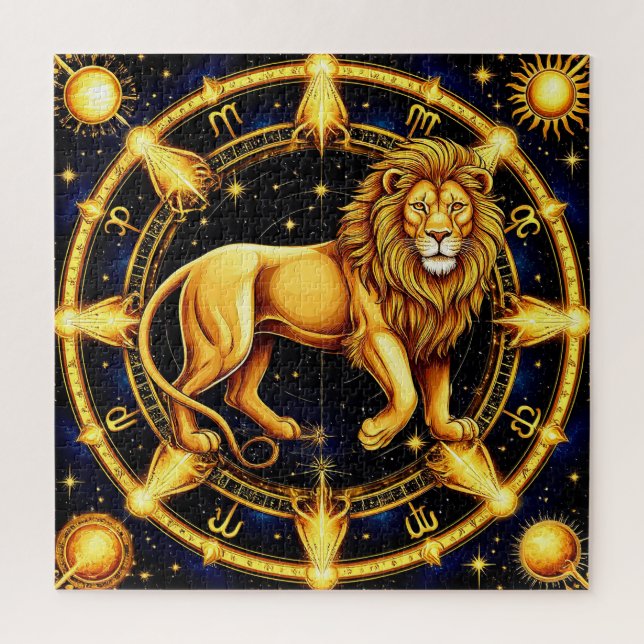Lion Zodiac Symbol über Celestial Starry Backgroun Puzzle (Vertikal)