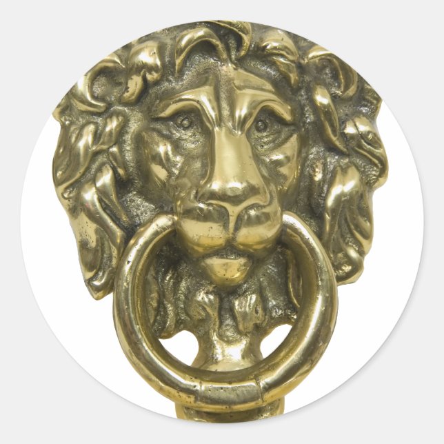 LionDoorKnocker072509 Runder Aufkleber (Vorderseite)