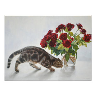 Lionel, die Katze und die Rose - Kunst Fotodruck