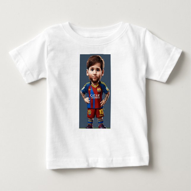 Lionel Messi niedlicher Baby-Cartoon Realistisch g Baby T-shirt (Vorderseite)
