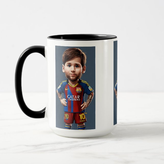 Lionel Messi niedlicher Baby Cartoon Realistische  Tasse (Links)