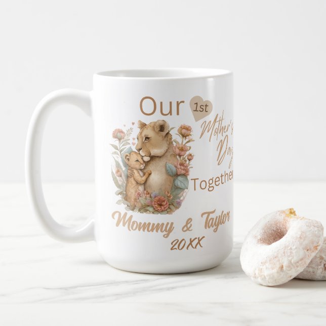 Lioness and Cub, unser erster Muttertag zusammen Kaffeetasse (Mit Donut)
