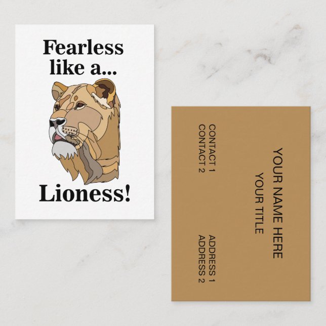 Lioness Animal Fearless  Visitenkarte (Vorne/Hinten)