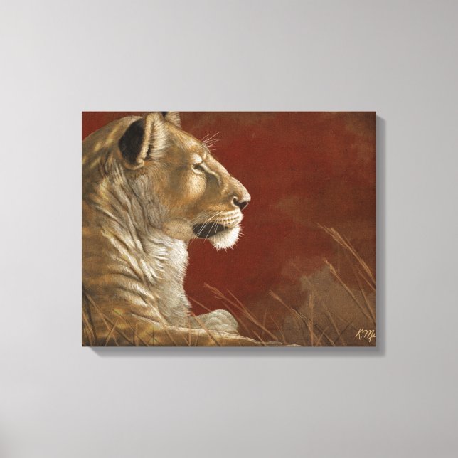 Lioness in der digitalen Shade-Malerei Leinwanddruck (Vorderseite)