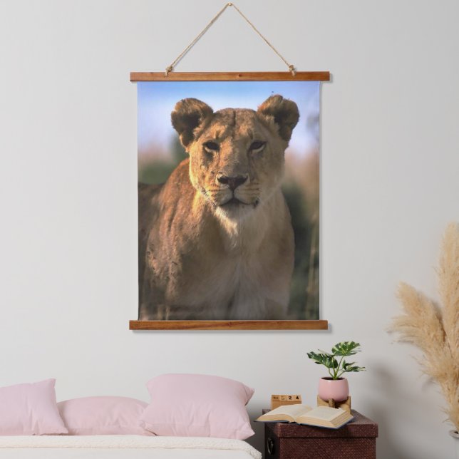 Lioness Lion Lovers Wandteppich Mit Holzrahmen (Schlafzimmer)