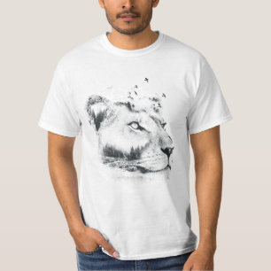Lioness Lionesses Design Double Exposed T-Shirt