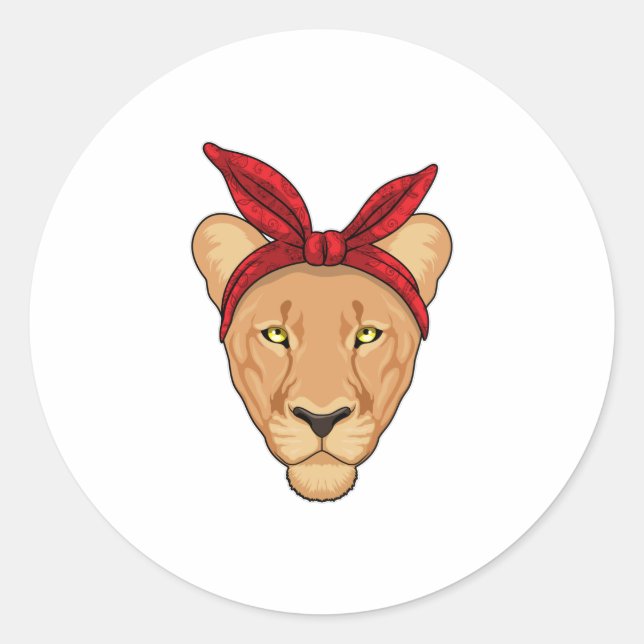 Lioness mit Bandana Runder Aufkleber (Vorderseite)