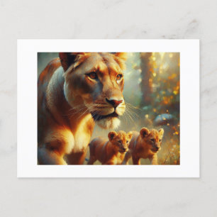 Lioness mit Cubs, Postkarte