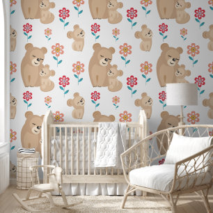 Lioness Mutter mit Baby-Blume Muster Kinderzimmer Tapete