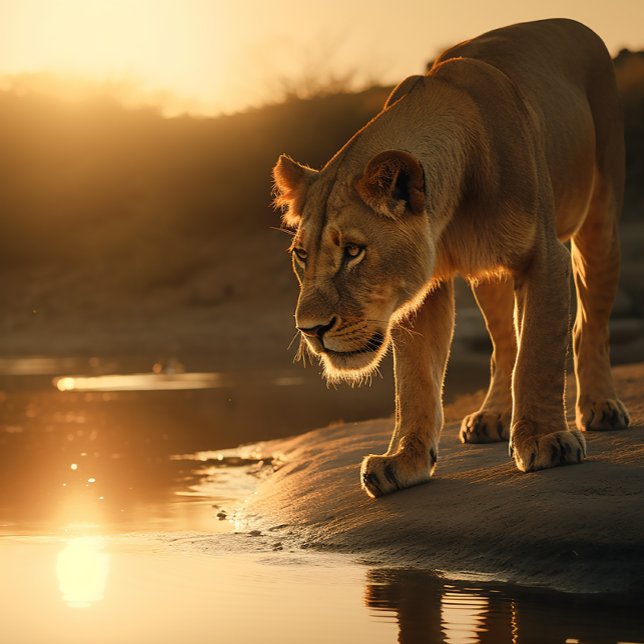 Lioness nimmt eine Pause im Sunset Jigsaw Puzzle e (Von Creator hochgeladen)