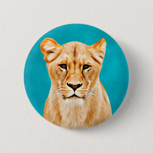 Lioness Portrait Malerei Wildes Leben Liebhaber Ge Button