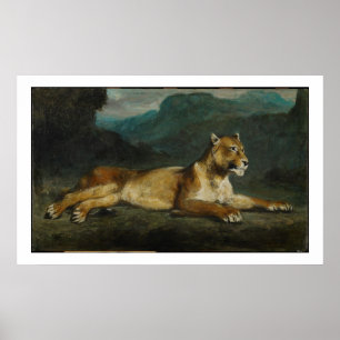 Lioness-Reklining, c.1855 (Öl auf Tafel) Poster