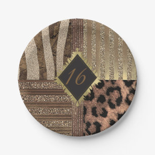 Lioness Safari Dschungel Glam Modern Gold Sparkone Pappteller