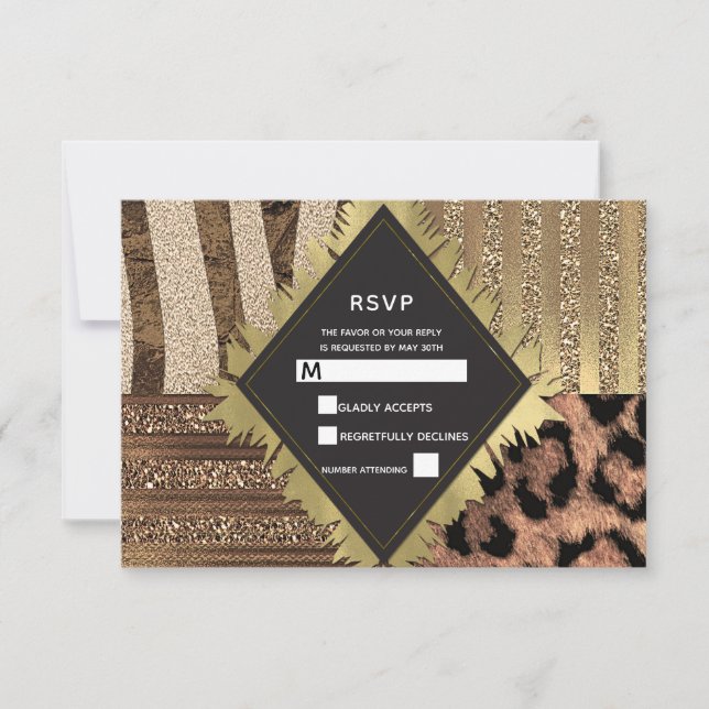 Lioness Safari Jungle Glam Modern Wedding RSVP Karte (Vorderseite)