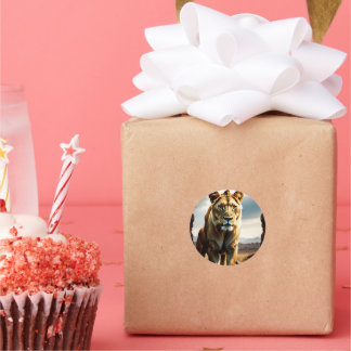 Lioness Stopp 2 Runder Aufkleber