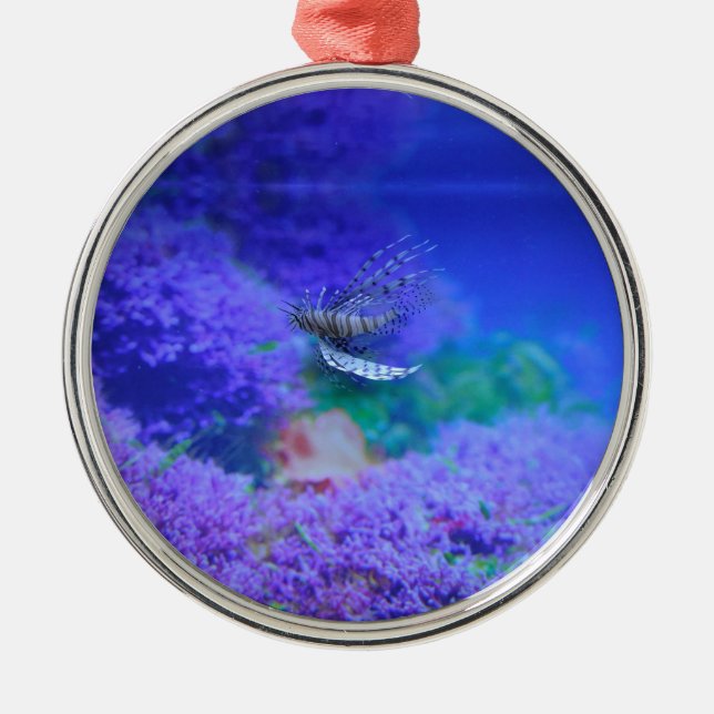 Lionfish Aquarium Lila Pterois Zebrafish Silbernes Ornament (Vorne)