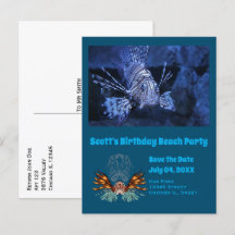 Lionfish Cartoon Birthday Beach Party Foto
