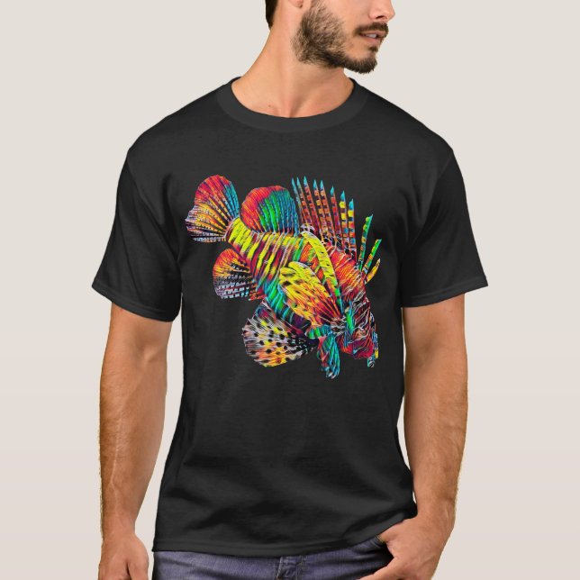 Lionfish-Fisch-bunter Entwurf T-Shirt (Vorderseite)