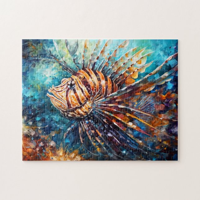 Lionfish in Expressive Ocean Oil Painting Puzzle (Horizontal)