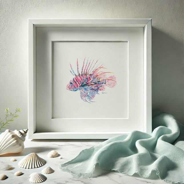 Lionische Kunst, Dichtung und Musik Poster (Watercolor paintings by Victoria Grigaliunas features a lion fish print.)