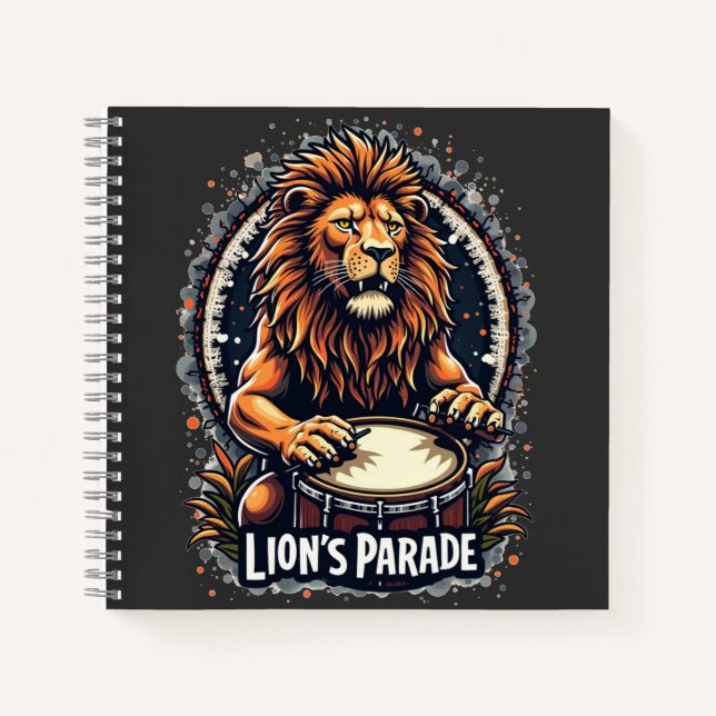 Lion's Drum Parade lustige Kunst : Majestic Lion P Notizbuch (Vorderseite)