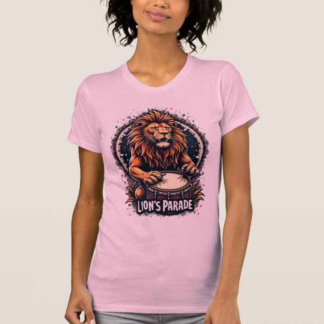 Lion's Drum Parade lustige Kunst : Majestic Lion P T-Shirt (Vorderseite)
