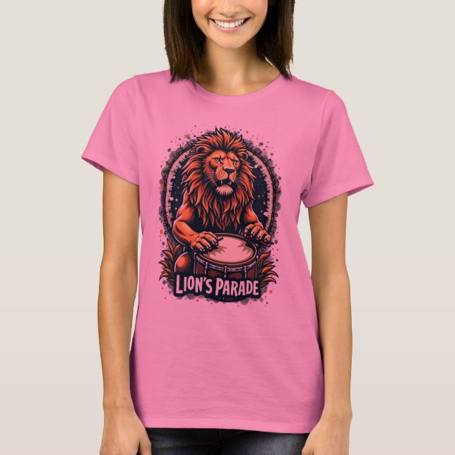 Lion's Drum Parade lustige Kunst : Majestic Lion P T-Shirt (Vorderseite)