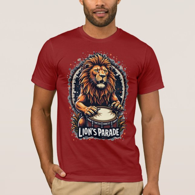 Lion's Drum Parade lustige Kunst : Majestic Lion P T-Shirt (Vorderseite)
