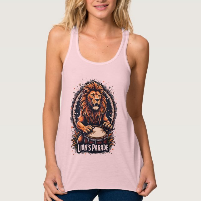 Lion's Drum Parade lustige Kunst : Majestic Lion P Tank Top (Vorderseite)