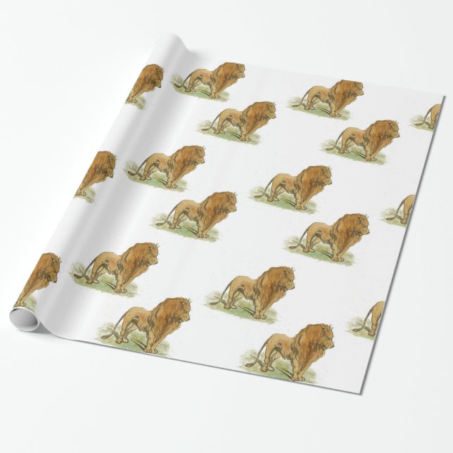 Lions Gift Wrap Medium Print Geschenkpapier (Ungerollt)