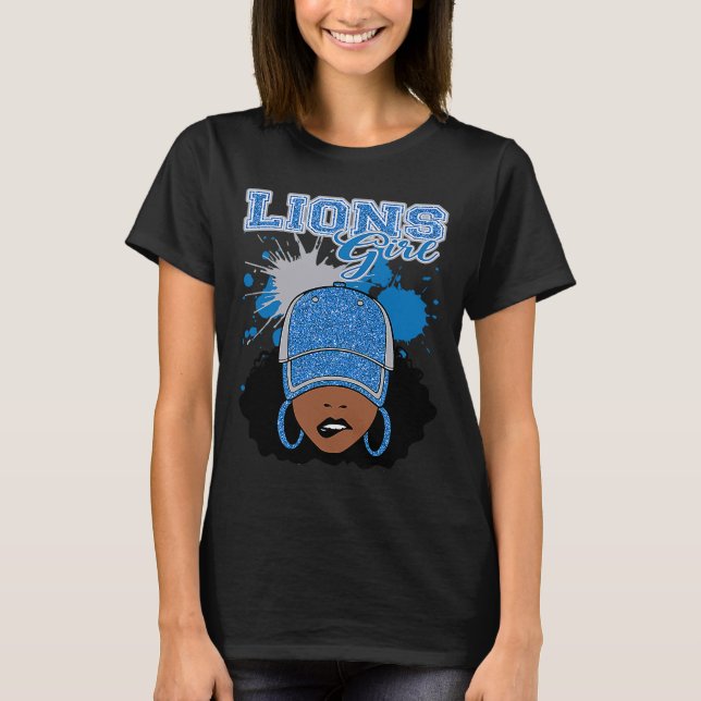 Lions Girl Sports Fan Team Spirit T-Shirt (Vorderseite)