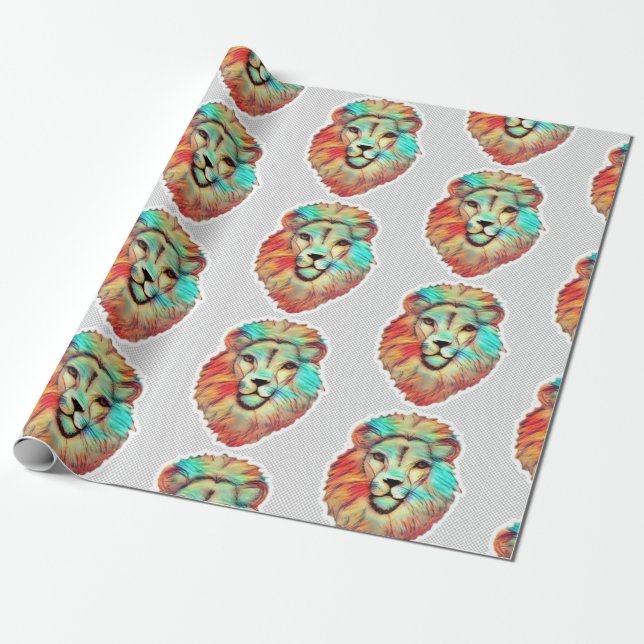 Lion's Head Wrapping Paper Geschenkpapier (Ungerollt)