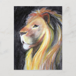 Lions Lion Profil Leo Portrait Charkohle Zeichnend Postkarte