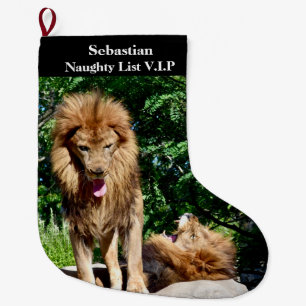 Lions Naughty List VIP mit dem Namen Large Christm Großer Weihnachtsstrumpf