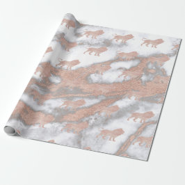 Lions Pink Rose Rose Gold Metallischer Marmor Grau Geschenkpapier