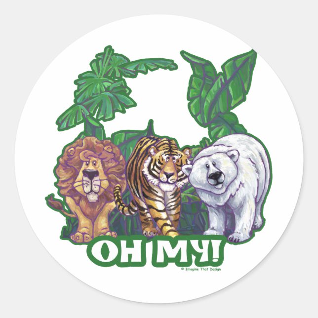 Lions Tiger Bears Oh My Runder Aufkleber (Vorderseite)