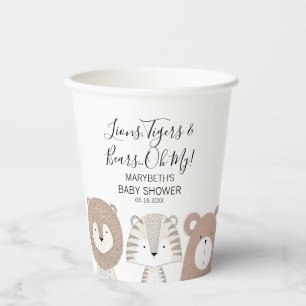 Lions Tigers & Bears Animal Baby Dusche Pappbecher