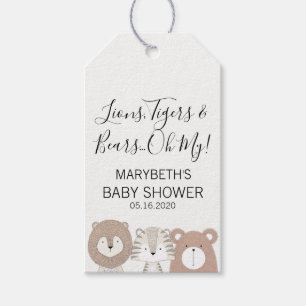 Lions Tigers & Bears Animal Baby Shower Tags Geschenkanhänger