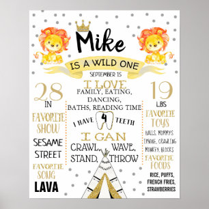 Lions Wild One Birthday Party - Signaturboard Poster