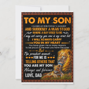 Lions zu meinem Sohn, ich schloss meine Augen für Feiertagskarte