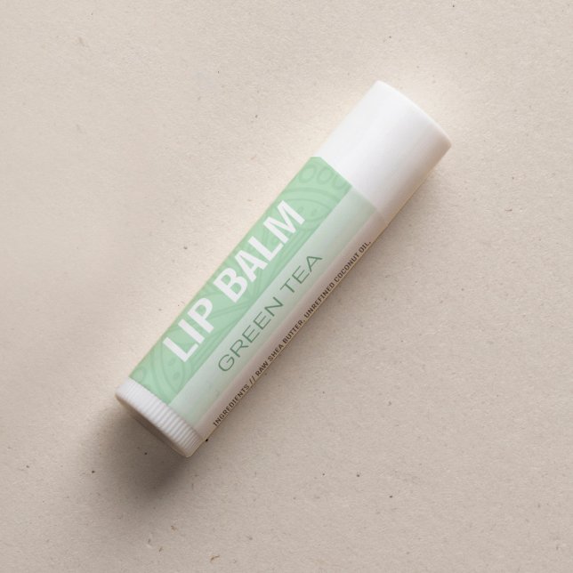Lip Balm Label - Grüner Tee - 1,25" Platz Quadratischer Aufkleber (Von Creator hochgeladen)