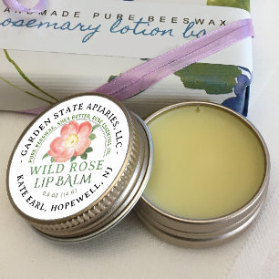 Lip Balm Label mit Old World Rose auf White Runder Aufkleber