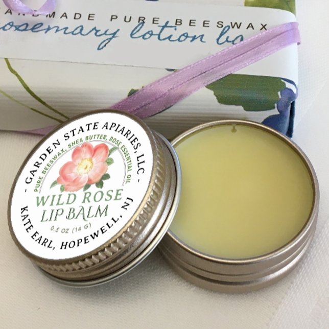 Lip Balm Label mit Old World Rose auf White Runder Aufkleber (Von Creator hochgeladen)