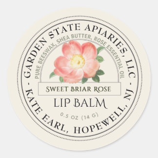 Lip Balm Label mit Old World Rose über Elfenbein Runder Aufkleber