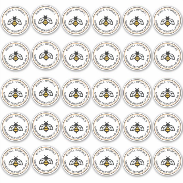 Lip Balm Round Container Aufkleber 30" Biene (Vorderseite)