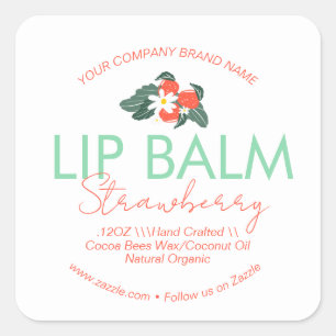 Lip Balm Scrub Business Packaging Strawberry Quadratischer Aufkleber