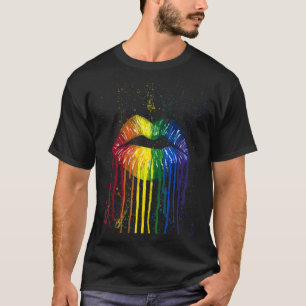 Lip Bite Gay Pride Regenbogen Flag Tropfen Lgbt Le T-Shirt
