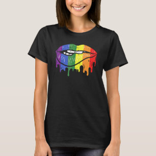 Lip Bite Gay Pride Regenbogen Flag Tropfen Lgbt Le T-Shirt
