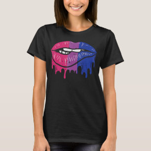 Lip Bite Retro Tropfen Art Lgbt Bisexual Colors Ga T-Shirt