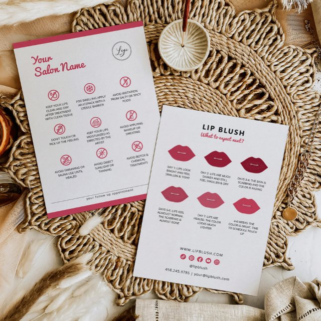 Lip Blush Aftercare Instructions PMU Instruction Visitenkarte (Von Creator hochgeladen)